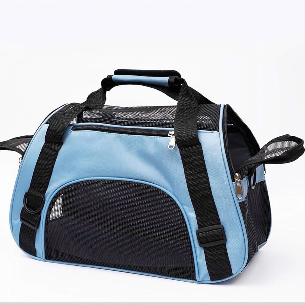 Blue and Black Pet Carrier Bag